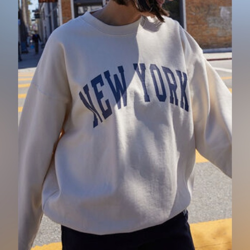 John Galt White New York Crew Neck Sweatshirt